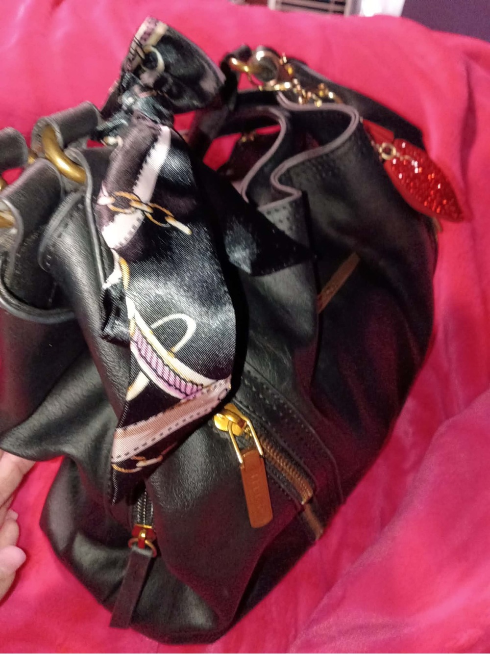 Rosetti Black Shoulder Bag with Red Heart Charm - Picture 8 of 8